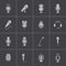 Vector black microphone icons set