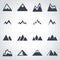 Vector black mountains icon set