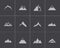 Vector black mountains icons set