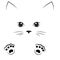 Vector black outline drawing cat gir face with paws
