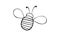 Vector black outline fat little bee in doodle style. Cute cartoon honey insect. Top view. Clipart, design element