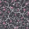 Vector black, pink, and white blooming sakura bracnhes painted texture. Seamless repeat pattern background. Great for