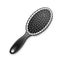 Vector Black Plastic Grooming Hair Brush Comb Top View on White Background