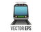 Vector black public transport train or subway on rails icon for short or medium length journeys