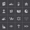 Vector black religion icons set