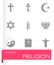 Vector black religion icons set