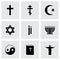 Vector black religion icons set