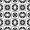 Vector Black Repeated Design On White Background Geometric Circles Rectangles Curves Flowers Repeated Design Vector Illustrations.