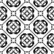 Vector Black Repeated Design On White Background Geometric Small Circles Curves Flowers Repeated Design Vector Illustrations.