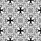 Vector Black Repeated Design On White Background  Geometrical Flowers Repeated Vector Illustrations.
