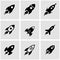 Vector black rocket icon set