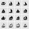 Vector black sailboat icon set