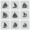 Vector black sailboat icons set