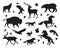 Vector black set bundle of wild animals silhouette