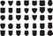 Vector Black Shields Set, 35 shields