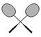 Vector black silhouette of crossed badminton rackets