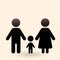 Vector Black Silhouette Family Icon - Parents and Child