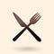 Vector Black Silhouette Icon - Crossing Cutlery.