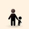 Vector Black Silhouette Icon - Father and Kid