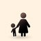 Vector Black Silhouette Icon - Mother with Child