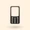 Vector Black Silhouette Icon - Old-fashioned Cellphone with Keyboard