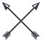 Vector Black Silhouette Medieval Icon of Crossed Arrows