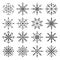 Vector black snowflake icon set. Line art Vector illustration