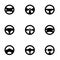 Vector black steering wheels icon set