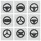 Vector black Steering wheels icons set