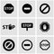 Vector black stop icon set
