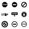 Vector black stop icon set