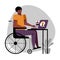 A vector of a black student in a wheelchair while the remote study