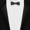 Vector Black Suit with Bowtie. Realistic Mens Tuxedo Suit Succeed Businessman Concept