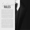 Vector Black Suit. Gentlemen Rules List Template. Realistic Vector Mens Suit