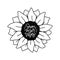 Vector black sunflower illustration.