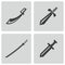 Vector black sword icons set