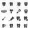 Vector black teeth icons set
