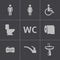 Vector black toilet icons set