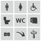 Vector black toilet icons set