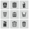 Vector black trash can icons set