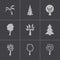 Vector black trees icons set