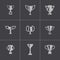 Vector black trophy icons set