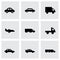 Vector black vehicles icons set