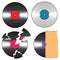 Vector black vinyl records