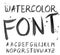 Vector black watercolor font, handwritten letters. ABC