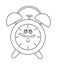 Vector black and white alarm clock icon. Back to school educational clipart. Cute outline illustration. Learning, education,