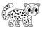 Vector black and white amur leopard icon. Endangered species line illustration. Cute extinct animal. Funny wild animal