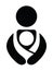Vector Black and White Babywearing Symbol With Parent Carrying Baby In a Sling. Icon Style.