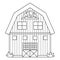 Vector black and white barn icon isolated on white background. Farm shed outline illustration. Cute line woodshed with windows and