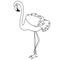 Vector Black and White Beautiful Elegant Flamingo